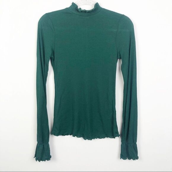 FREE PEOPLE Intimately | Green Ruffle Trim Top S - Picture 1 of 6
